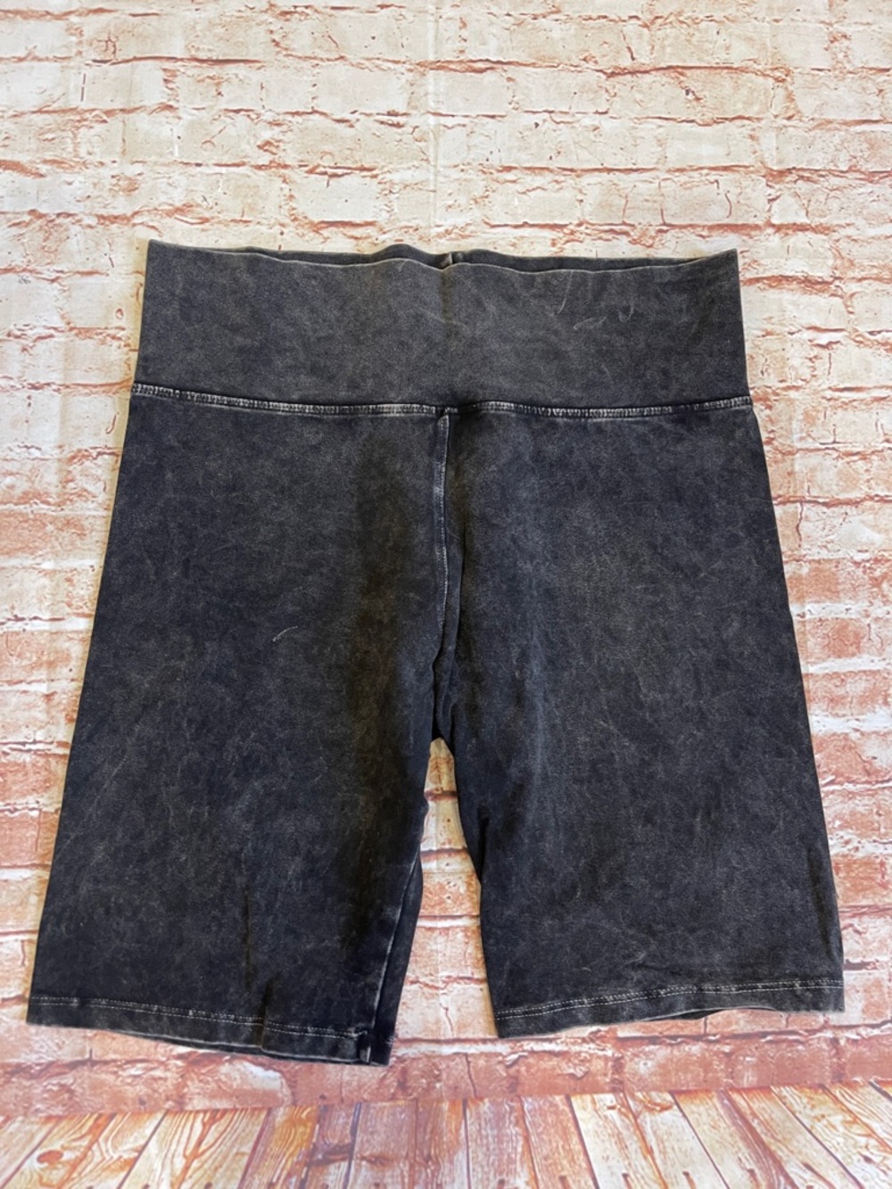 Boutique High-Waisted Washed Black Biker Shorts